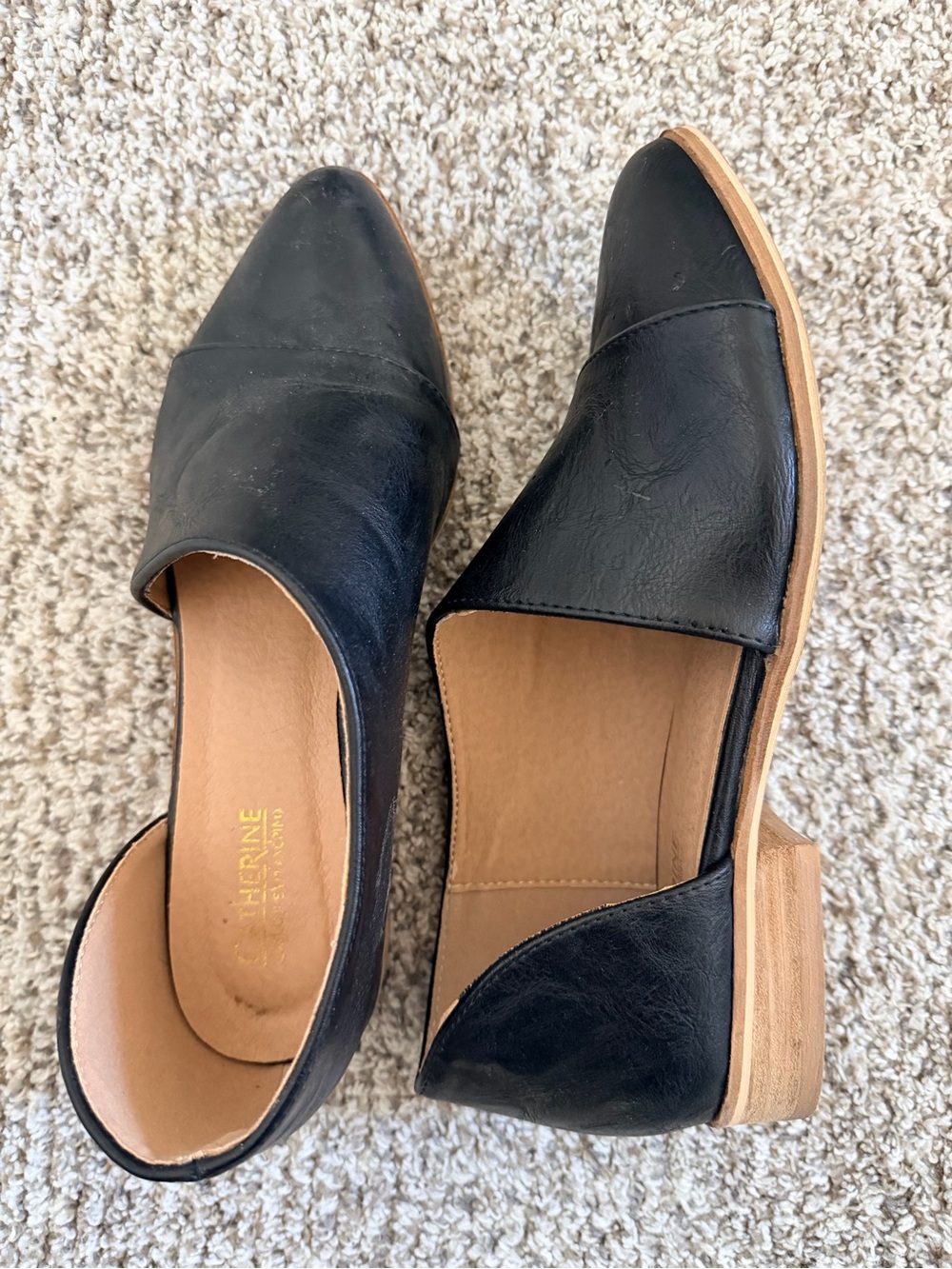Catherines Black Leather D'Orsay Flats